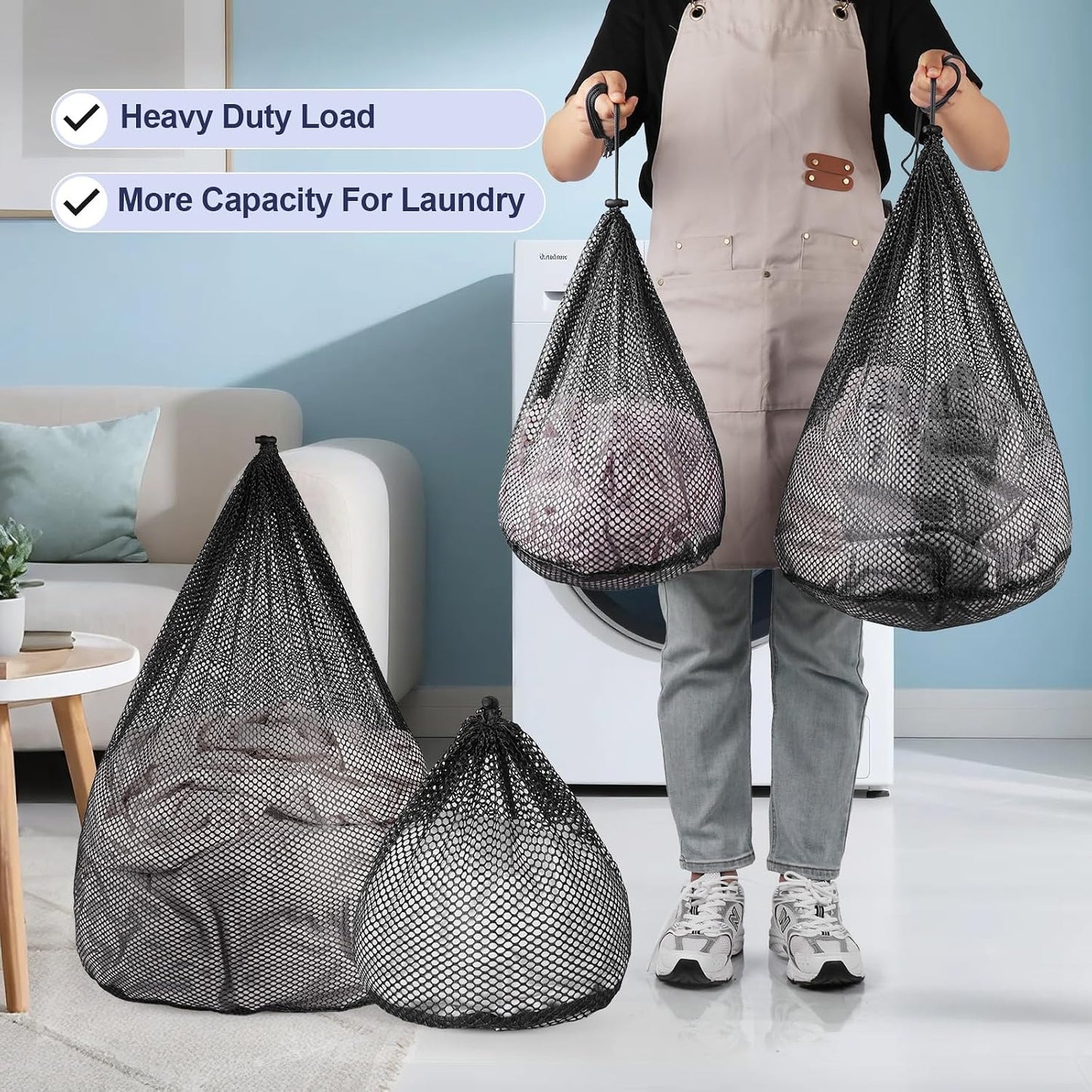 3 Pack XXL Mesh Laundry Bags for Delicates, Extra Large Laundry Wash Bags for Clothes,Bed Linen,Toys with Drawstring Closure Sturdy(3 XXLarge 28 x 26 Inches)