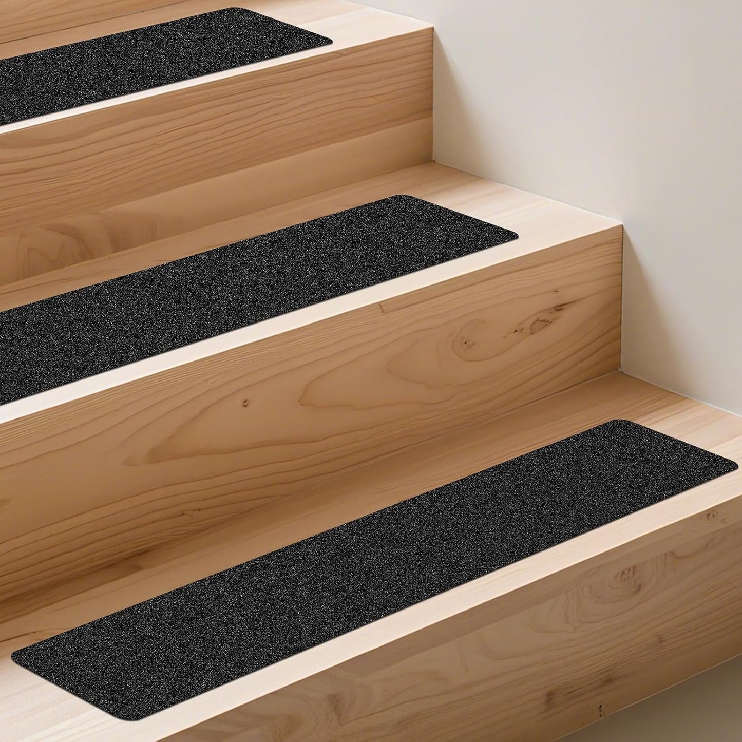 10 Pack 6” x 30” Anti Slip Traction Treads with Glow in The Dark Stripe, Outdoor Waterproof Non Skid Pre-Cut Tape with Roller, High Traction Friction Abrasive Adhesive for Stairs Step