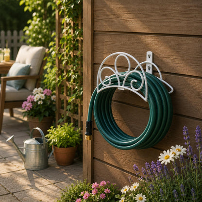 Metal Garden Hose Holder Wall Mounted Water White Hose Holder for Water Hose Extension Cords