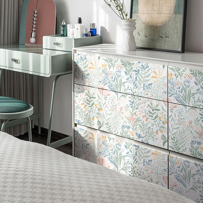 Fititem Floral Peel and Stick Wallpaper Boho Floral Contact Paper Modern Flower Removable Self Adhesive Waterproof Wallpaper for Bathroom Bedroom Fun Wildflower Contact Paper Cabinets 17.3inW 78.7inL