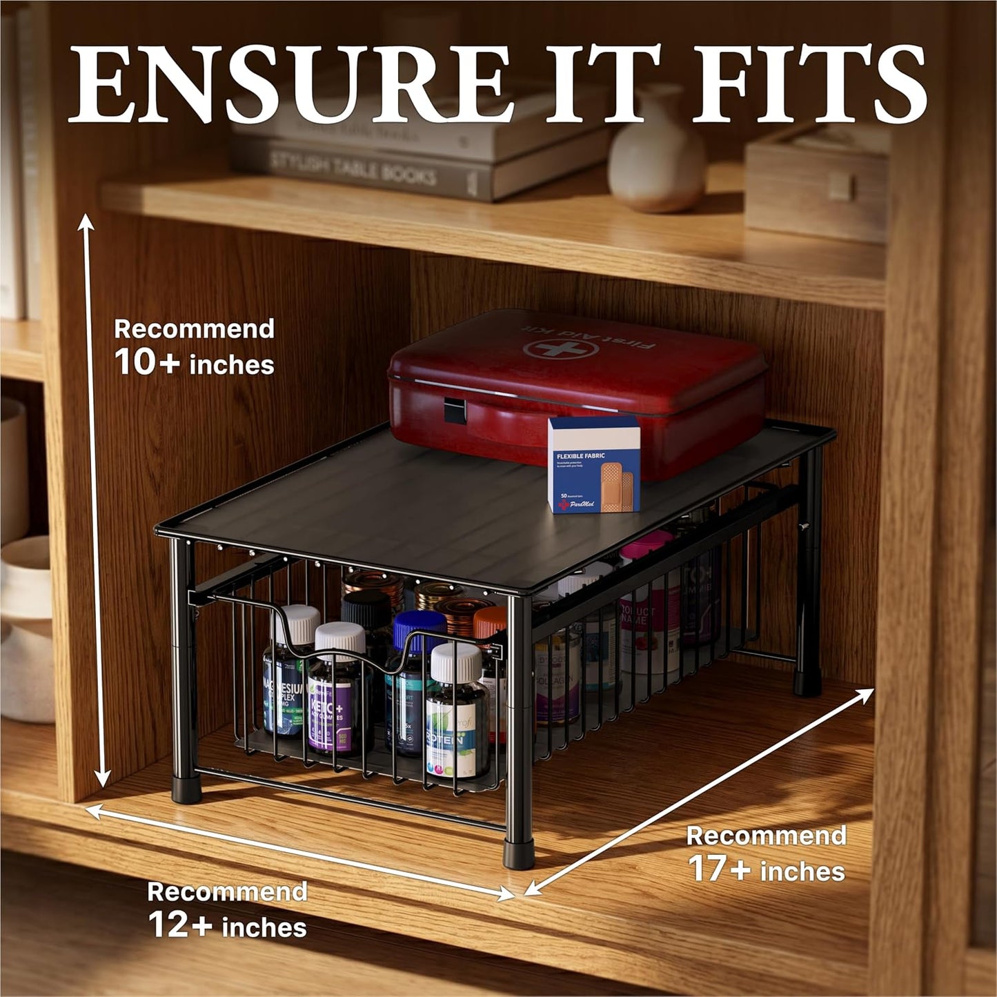 Simple Houseware Stackable 2 Tier Sliding Basket Organizer Drawer, Chrome