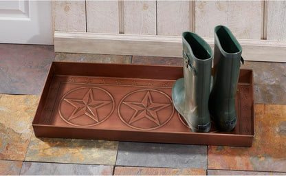 HF by LT Birch Forest Pattern Metal Boot Storage Tray, 30 x 13 inches, Antique Copper Finish