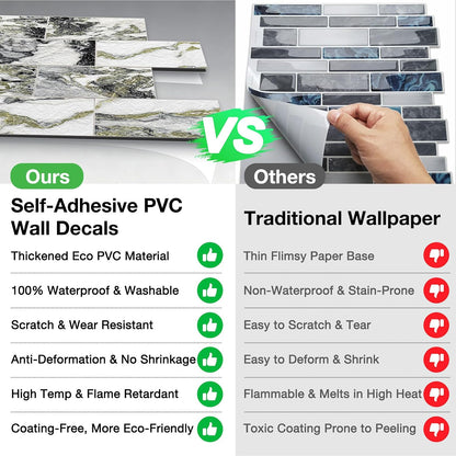 Havenly Peel and Stick Backsplash Tile for Kitchen & Bathroom Walls (White, 10 Tiles - 9.7 sq. ft. (0.9 m²))