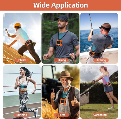 Waist Clip Fan - 5000mAh Rechargeable Portable Personal Fan, 39ft/s Ultra-Strong Wind, 29H Runtime, 5 Speeds, LED & SOS Light, for Outdoor, Camping, Hiking, Construction
