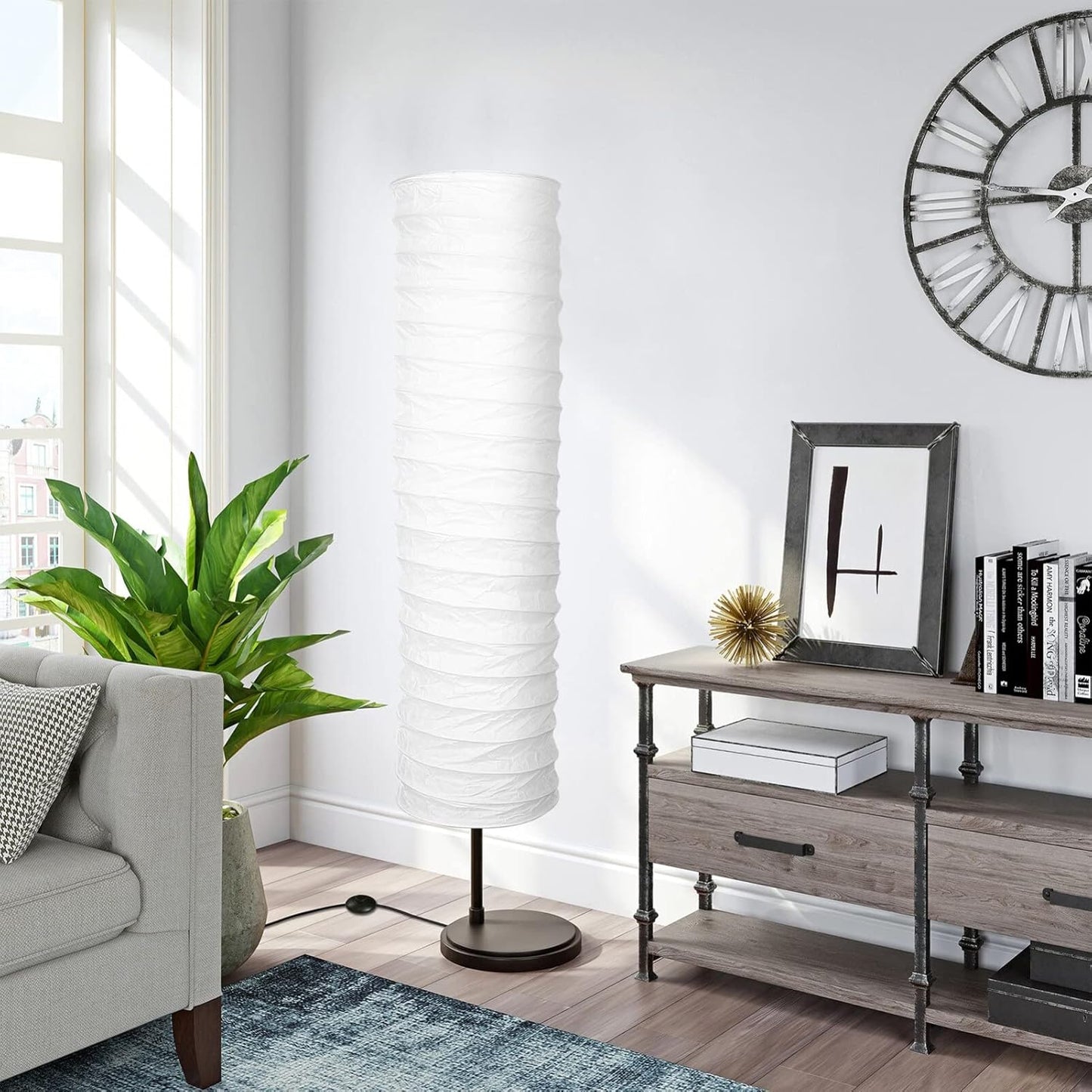 STOBOK Rice Paper Floor Lamp Shade Nordic Style Table Light Cover Floor Standing Lampshade Protector Cover Replacement for Home Hotel Bedside Desk Table Wall Floor Lamp