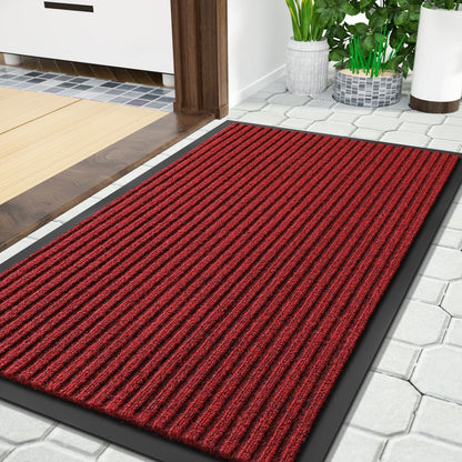 Yimobra Welcome Mat, Heavy Duty Sturdy Door Mats for Home Entrance Outdoor Indoor, Front Doormat for Outside Patio Floor Entry Porch Garage Office, Waterproof, Low Profile, 29.5x17, Black Grey