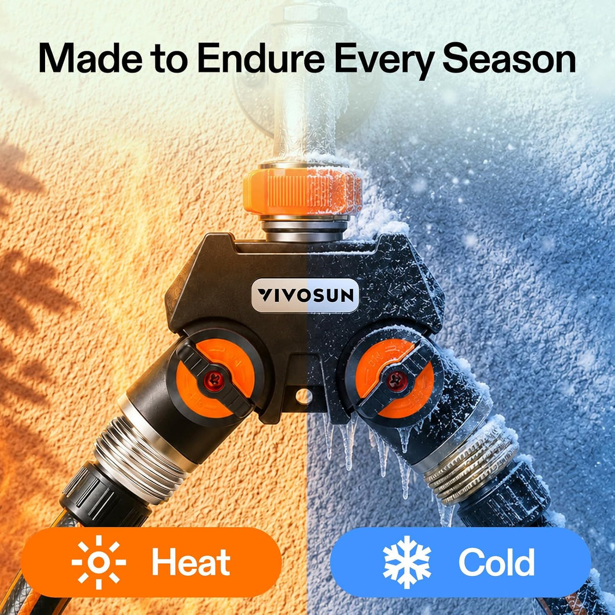 VIVOSUN Garden Hose Splitter 2 Way Heavy Duty, Upgraded Highly Durable Dual Water Hose Connector, Faucet Adapter with Comfortable Rubberized Grip for Drip Irrigation, Lawns