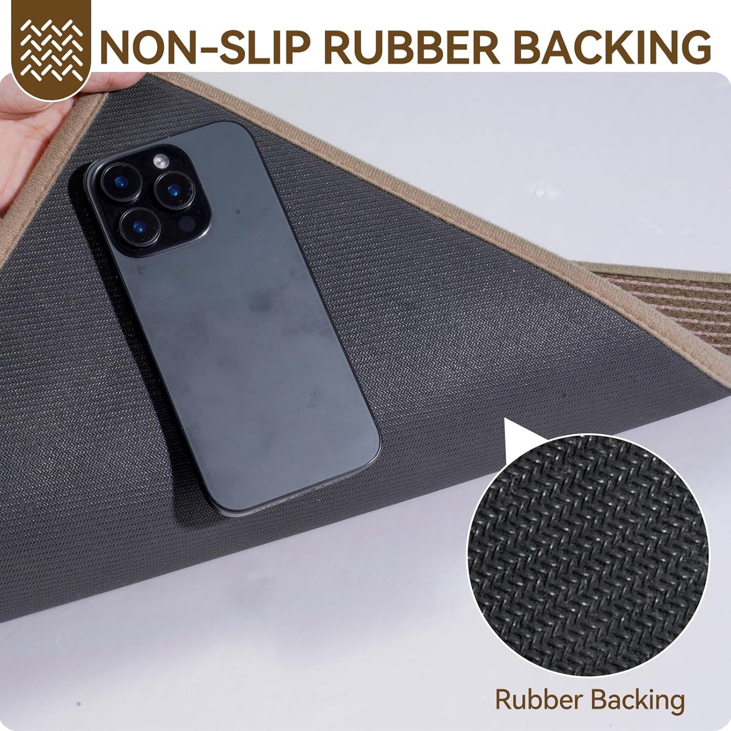 Front Door Mat 17''x30'', Absorbent Dirt Resist Washable Non Slip Low-Profile Indoor Doormat, Easy Clean Welcome Entryway Door Mats, Brown