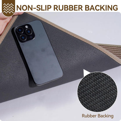 Front Door Mat 17''x30'', Absorbent Dirt Resist Washable Non Slip Low-Profile Indoor Doormat, Easy Clean Welcome Entryway Door Mats, Brown