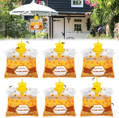 6 Pack Disposable Wasp Traps Outdoor Hanging Carpenter Bee Traps for Outside Yellow Jacket Trap Hornet Trap Wasp Catcher for Bug Flies Patio Garden