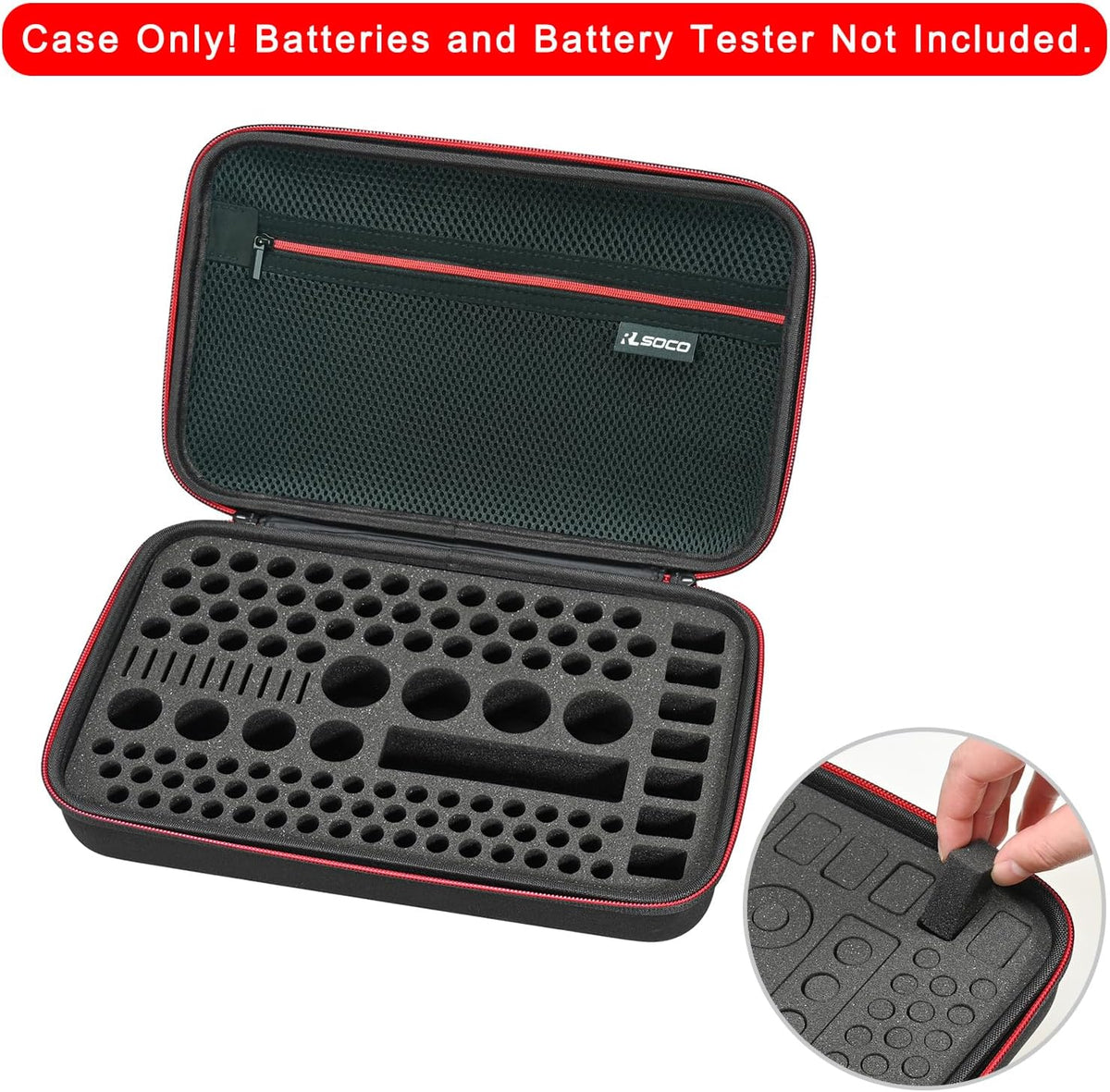 RLSOCO Battery Organizer Storage Case Holder Stores Up to 120+ Batteries: AA AAA C D 9V BT-168 and More (Note: Include a battery tester, Not include any batteries)