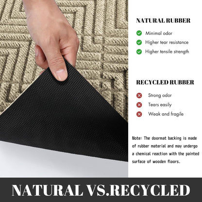 Yimobra Front Door Mat, All-Season Waterproof Outdoor Mat for Entrance with Drainage Holes, Heavy Duty Non-Slip Doormat for Garage Patio Entryway Indoor, 29.5x17, Red