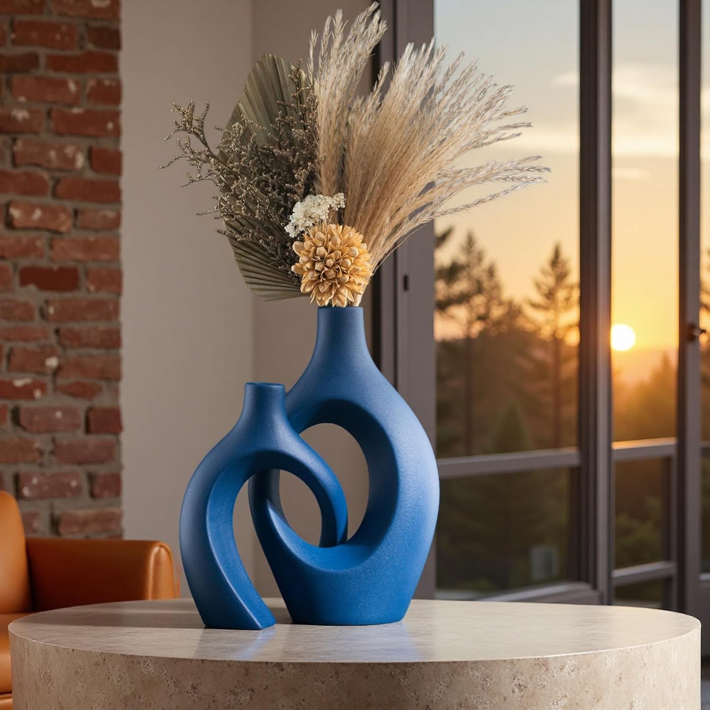 Levvohd Hollow Ceramic Vase Set of 2, Modern Nordic Minimalist Book Style Boho Aesthetic Vases for Home Decor Living Room Shelf Entryway Coffee Centerpiece Table Decorative (Cream White)