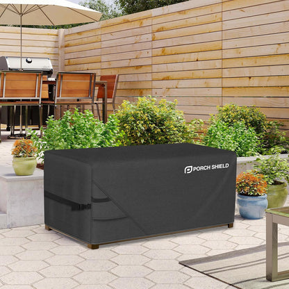 Porch Shield Patio Deck Box Storage Cover - 600D Outdoor Waterproof Cover for 150-230 Gallon Box Tear Resistant Rectangular Fire Pit Table Covers 62 x 29 x 28inch Black
