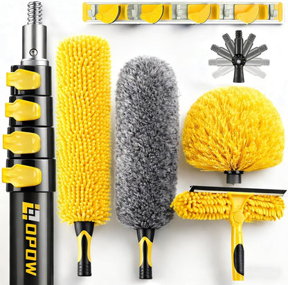 20 Foot High Ceiling Duster Kits with 5-12ft Heavy Duty Extension Pole, High Reach Duster for Cleaning,Microfiber Feather Duster,Cobweb Duster,Ceiling Fan Duster,Window Squeegee & Cleaner