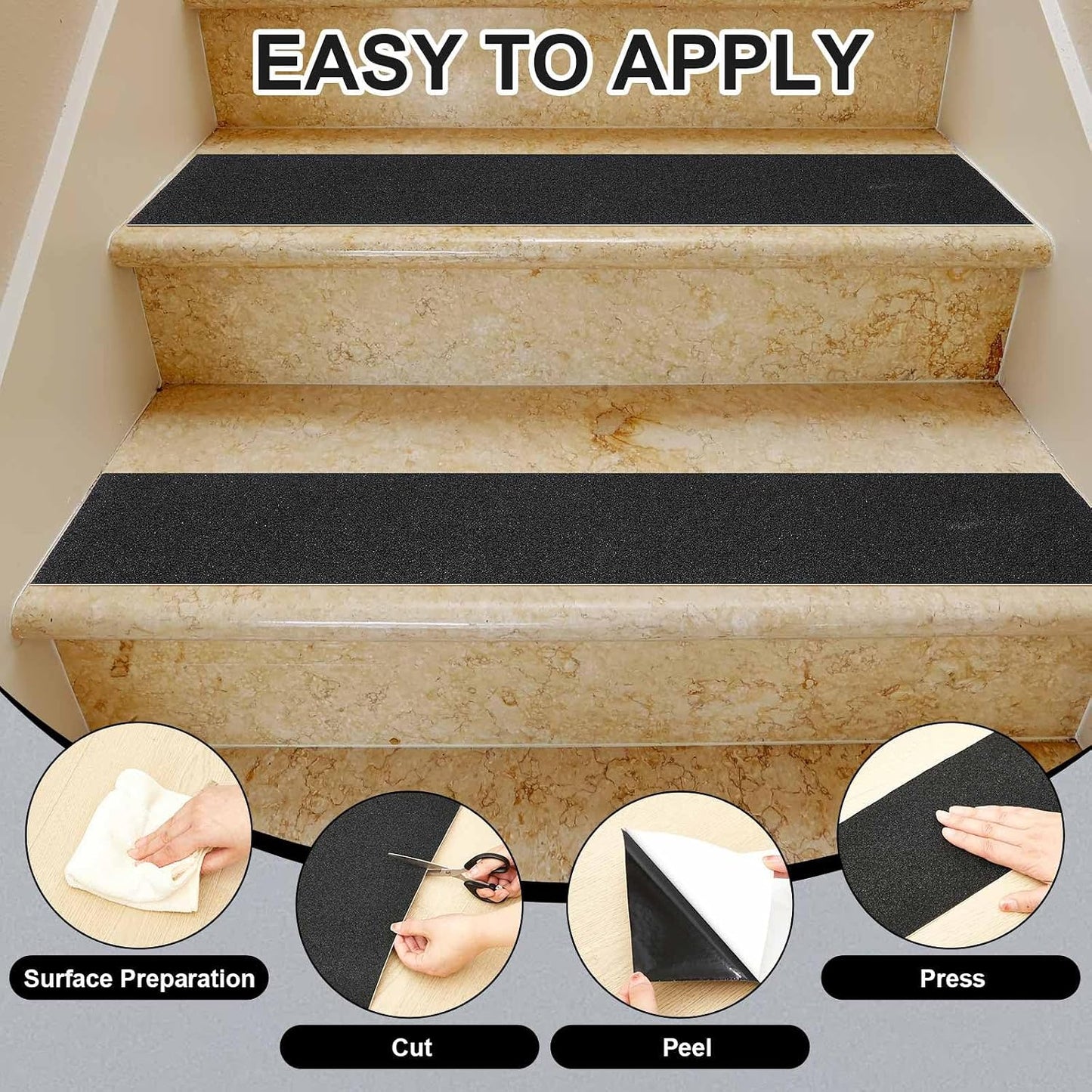 Watersay 8 Inch x 20 ft Anti Slip Traction Tape Waterproof Clear Non Skid Tape Durable Grip and Friction Stair Non Slip Strips Abrasive Adhesive for Stairs Steps Ramp Outdoor Indoor
