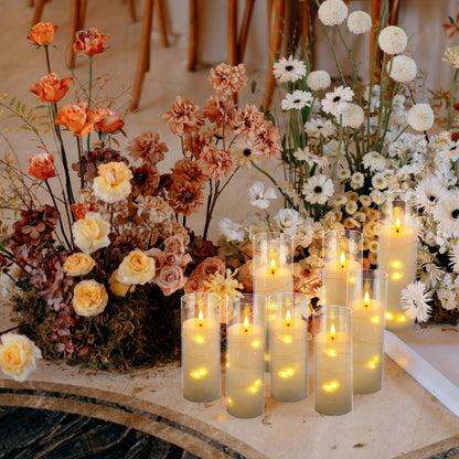YOROXRG Set of 24 Waterproof Outdoor Flameless Candles, LED Candles with 4 Remote and Timer,(H 4" 5" 6" x D 2.2"),for Christmas,Halloween,Wedding,Festival