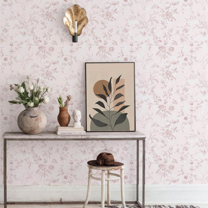 Ismoon Peel and Stick Wallpaper Floral Vintage Stick on Wall Paper Beige French Textured Contact Paper for Cabinet Removable Self Adhesive Wallpaper Vinyl Roll Shelf Deco, 17.3x78.7in