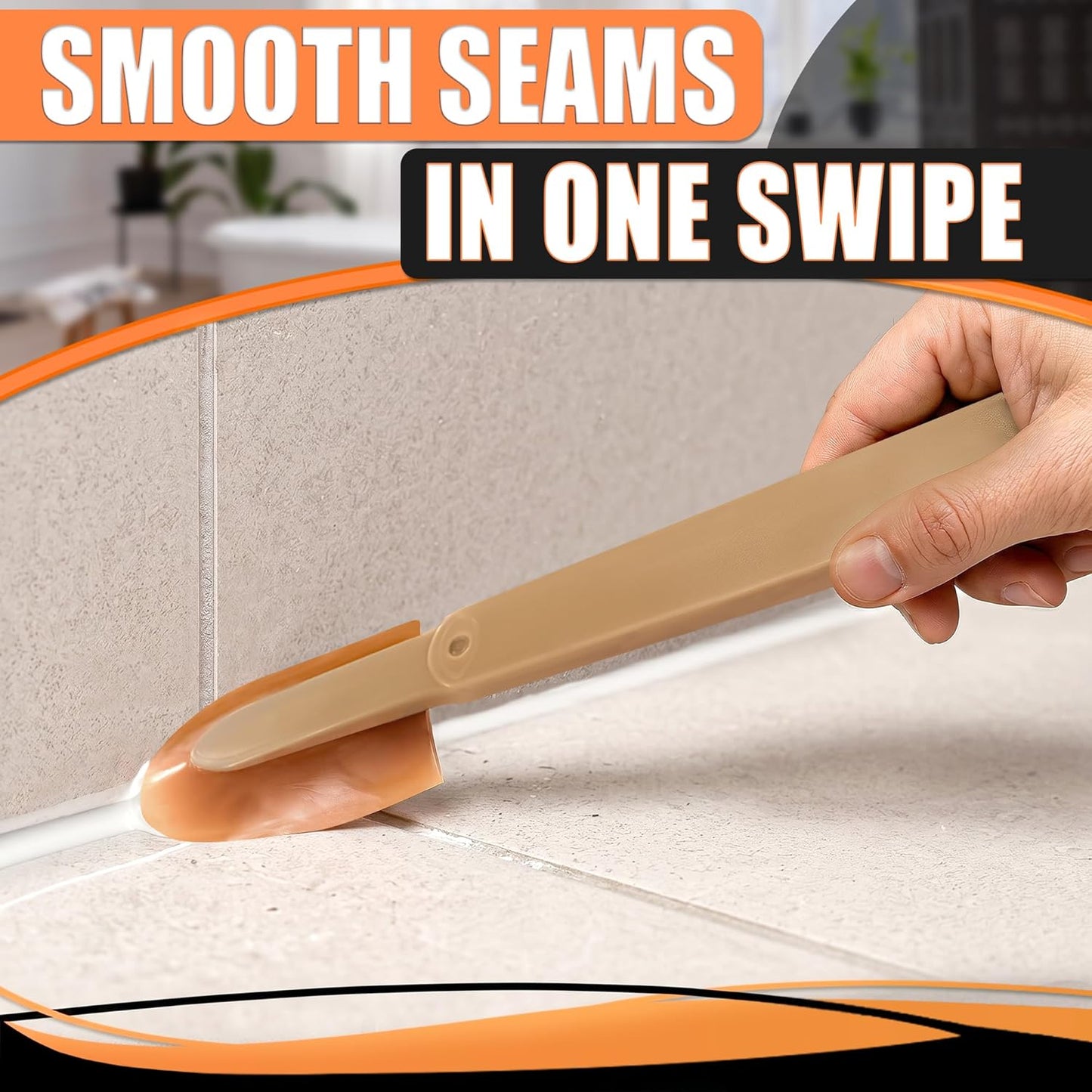 4-Piece Caulking Tool Kit for Silicone Sealant & Grout – Finishing & Smoothing Caulk Tool Set for Bathroom, Kitchen, Tile & Window – Reusable Urethane Rubber Tips with ABS Handle, Sizes 0.78"-1.73"