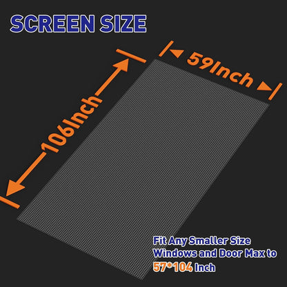 MAGZO Window Screen Replacement Mesh 48"W x 99"L - Pet Resistant Premium & Durable Polyester Screen Door Mesh, Allows Fresh Air In, DIY Repair Kit Includes Tool for Sliding Doors,Windows,Patio, Gray