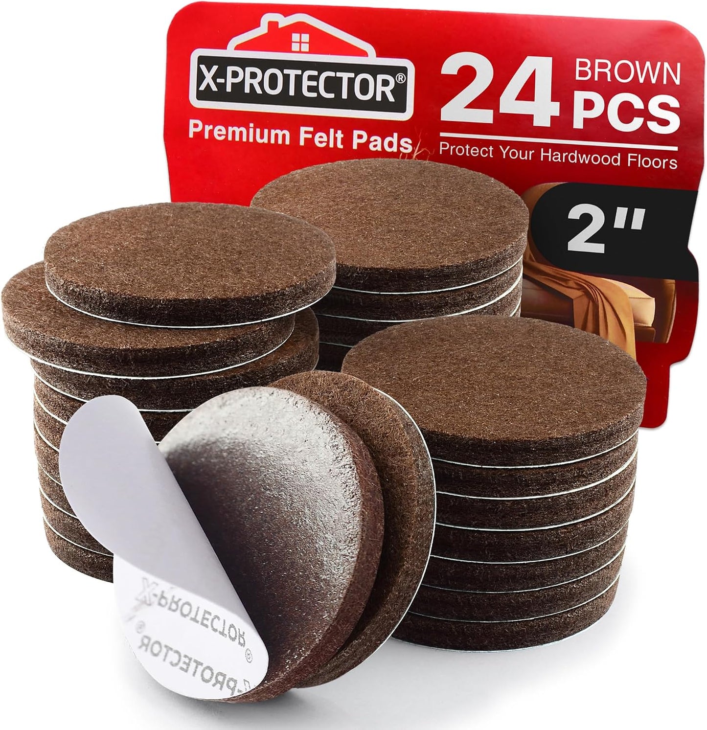 X-Protector Premium Felt Furniture Pads - 20 PCS 6 x 1/2" - Black Rectangular Pads with Tenacious Adhesive - Protects Hardwood, Laminate & Tile Floors