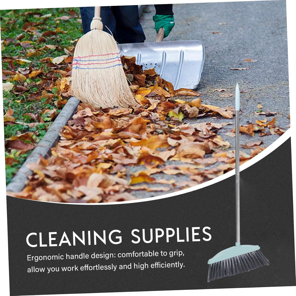 Beaupretty Heavy Duty Broom Outdoor Indoor Brooms Floor Cleaning Stainless Steel Long Handle Angle Broom for Sweeping Patio Garage Outside Deck Porch Yard Home Warehouse