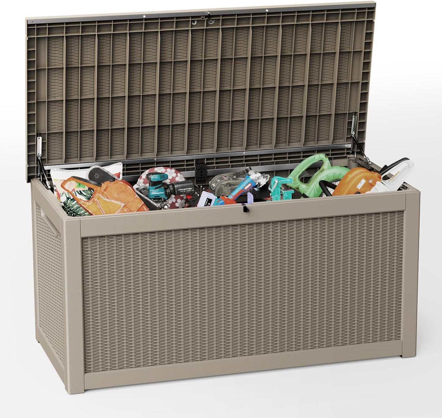 320 Gallon Outdoor Storage Box,Large Waterproof UV Resistant Deck Box,Lockable Storage Container for Patio Furniture Cushions Garden Tools and Pool Accessories(Black)