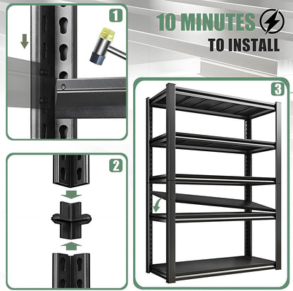 Over Washer and Dryer Shelves, Laundry Room Shelves Adjustable Metal Heavy Duty Freestanding Storage Shelves, Washing Machine Rack for Organization and Storage, Black (Black, 63''H*35.43''W*11.81''D)