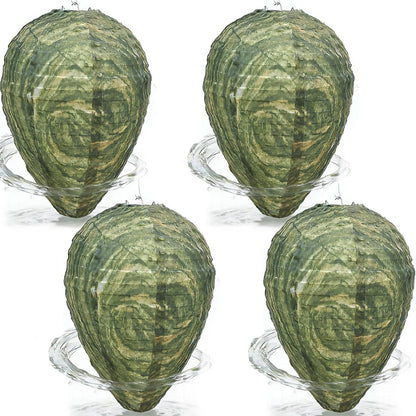 Fake Wasp Nest 4 Pack, Upgraded Waterproof Wasp Nest Decoy Outdoor Hanging, Realistic Artificial Hornet Nests with Stainless Steel Frame for Patio, Porch, Garden, Backyard, Under Eaves