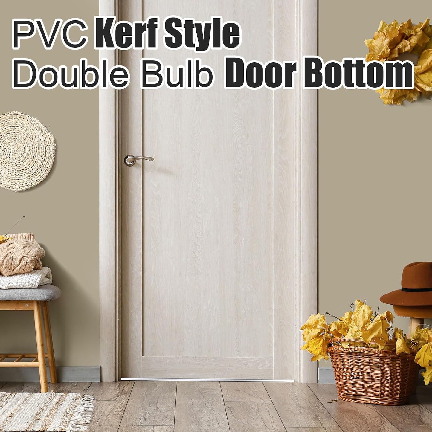 Pushglossy 2 Pcs Kerf Style Door Bottom 36" Long 1 3/4" Wide Replacement Threshold Seal with Vinyl Fins Weatherstrip Draft Stopper for Interior Exterior Doors(White)