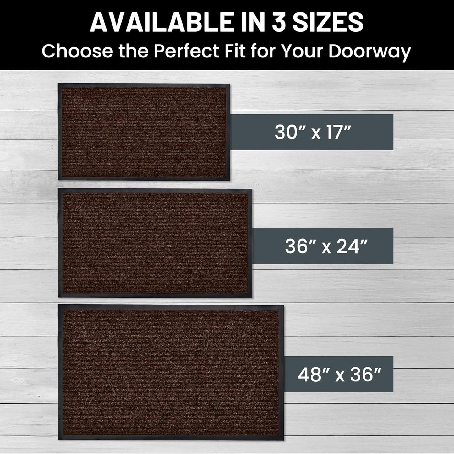Sierra Concepts Front Door Mat Welcome Floor Mats - Entryway Indoor Outdoor Entrance Doormat, Patio, Porch, Muddy Shoe, Inside Outside Low Profile, 30x17 inches, 2-Pack Gray