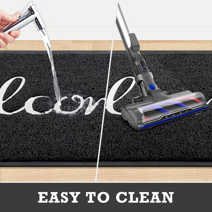CozyBounty Black Door Mat Welcome Mats Outdoor Indoor Non-Slip Doormat for Entryway Low-Profile Floor Mat for Yard, Garage, High Traffic Areas (30"x17.5", Black)