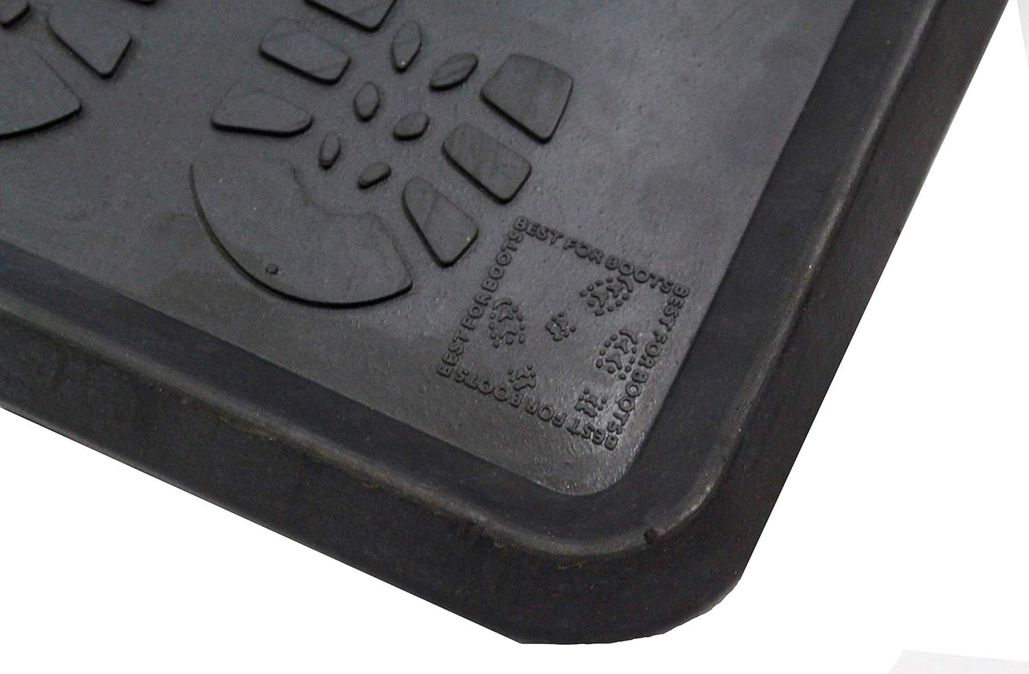 Envelor Rubber Boot Tray for Entryway Indoor Shoe Trays for Mudroom Wet Shoe Mat Tray Multiuse Rubber Water Tray Mud Mat Winter Boot Mat Large Utility Tray, Footsteps, 32 x 16 Inch, 2 Pack