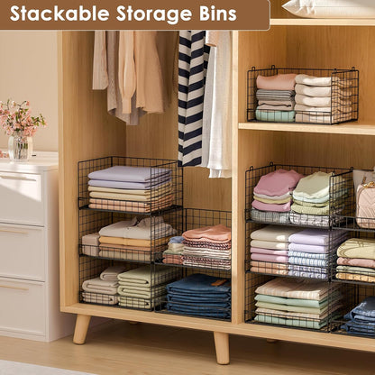Yociyoga 4-Tier Stackable Closet Organizers and Storage Shelves, Foldable Closet Shelf Organizer, Black(Patent Protection)(Patent No. 30022416)