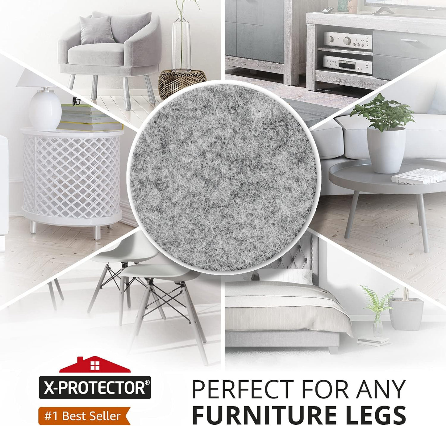 Felt Furniture Pads X-PROTECTOR - 48 Premium Floor Protector Chair Felts for Feet Wood Floors Best Hardwood Protect Your Hard Floors! (Brown)
