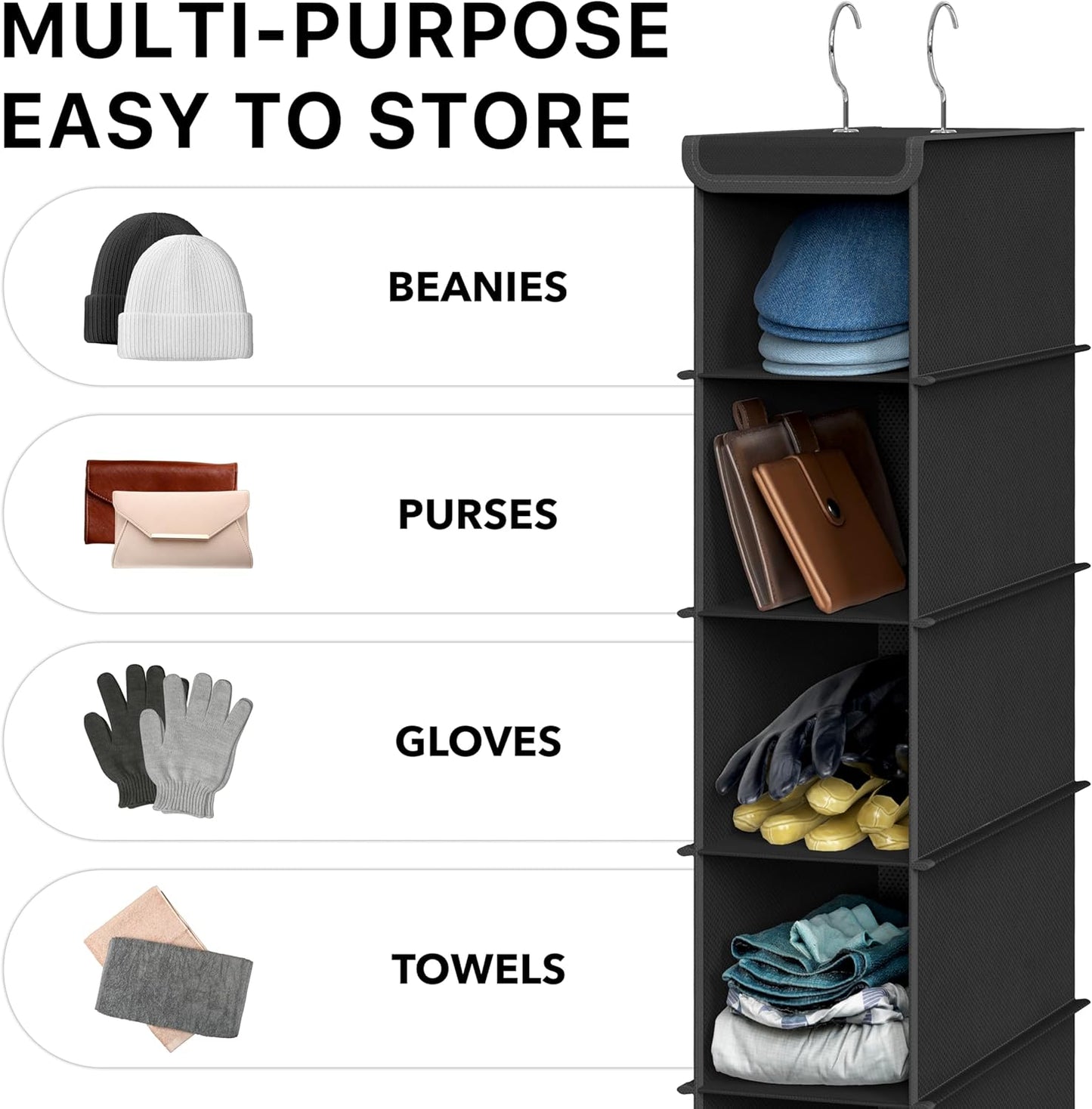 Simple Houseware 10 Shelves Hanging Shoes Organizer Holder for Closet, Grey