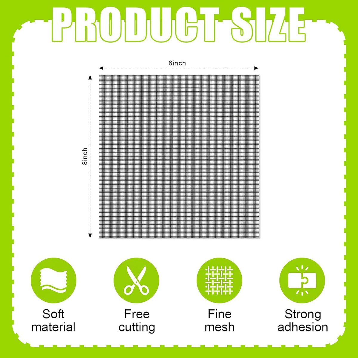 CroBlissful 6pcs Extra Wide 12" x 12" Window Screen Patches Repair Kit Black Screen Tape Mesh Replacement Door Strong Adhesive Fiberglass Repair for Window Door Holes Tent Nets