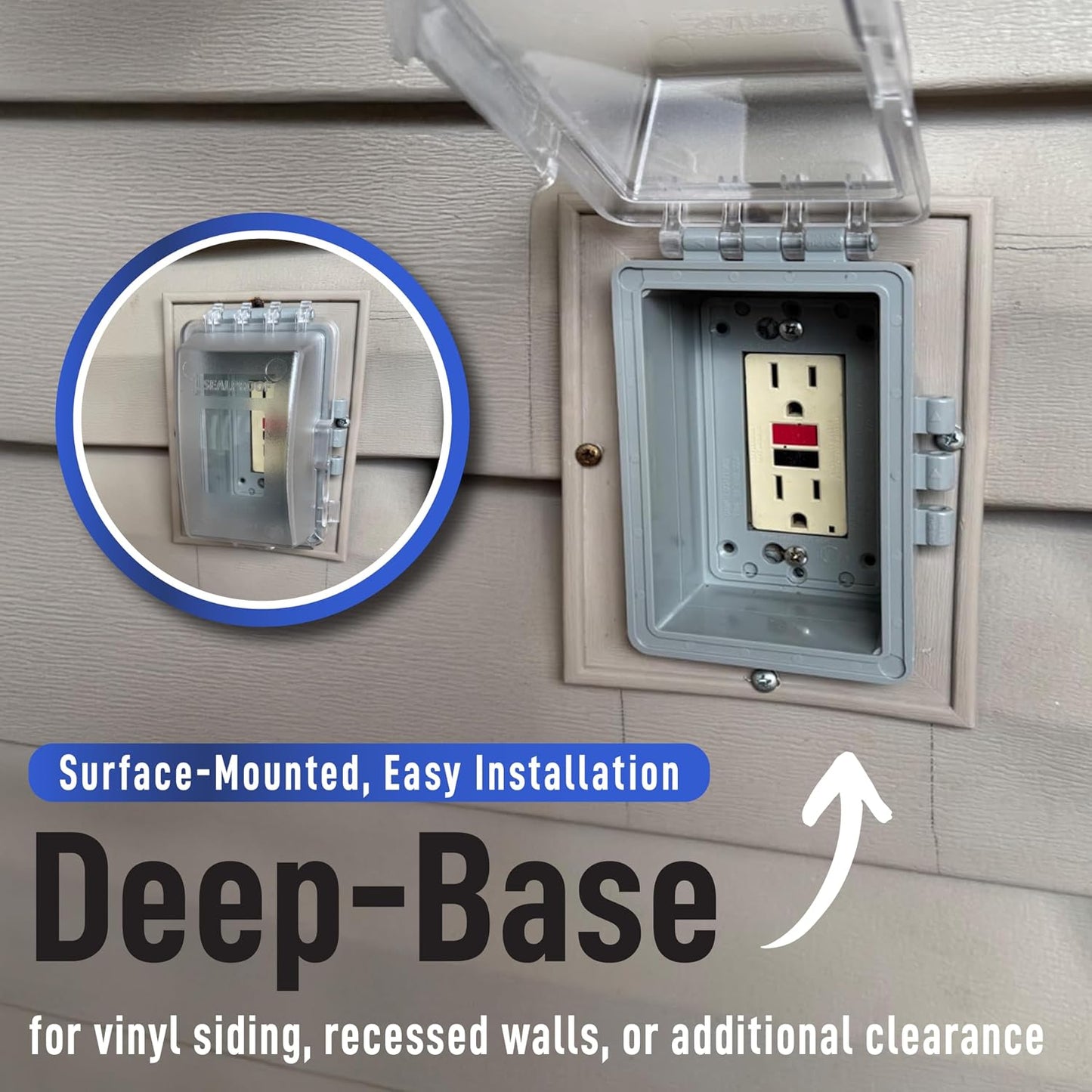 Sealproof 1-Gang Weatherproof In Use Outlet Cover | Horizontal/Vertical Outdoor Plug and Receptacle Protector, Lockable Bubble Cover, UL Extra Duty Compliant, 18 Configurations, Gray