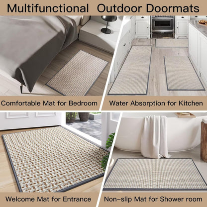 Door Mat 17"x30",Door Mat Indoor Entrance Dirt Resistant and Absorbent Non-Slip Rubber Backing Front Door Mats Washable Low-Profile Indoor Mats for Entryway, Inside Entrance Easy Clean Gray