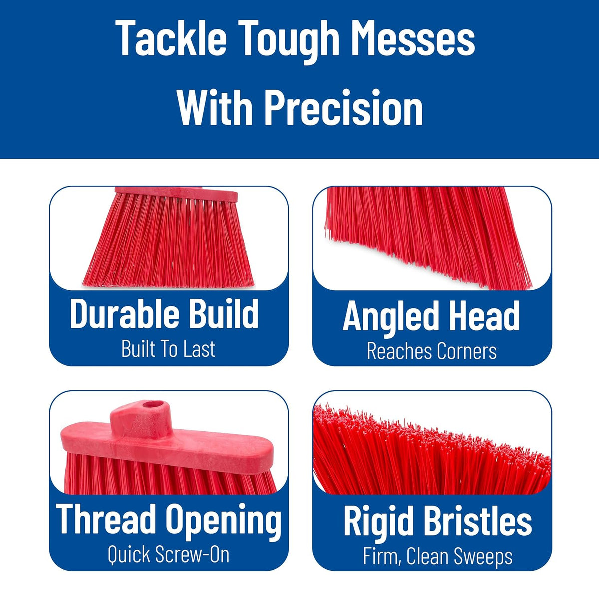 SPARTA Plastic Broom Head, Angled, Un-Flagged for Large Debris Indoor, Outdoor, Home, Restaurant, Lobby, Office, 12 Inches, Green