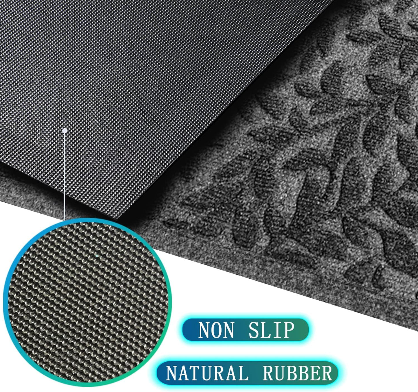 Bulijojo Sturdy Front Entrance Doormats,Durable Heavy Duty Welcome Mat,Thick Absorbent Natural Rubber Non Slip Mat,Easy Clean Entryway Mat 17x30 Inch Leaves Green