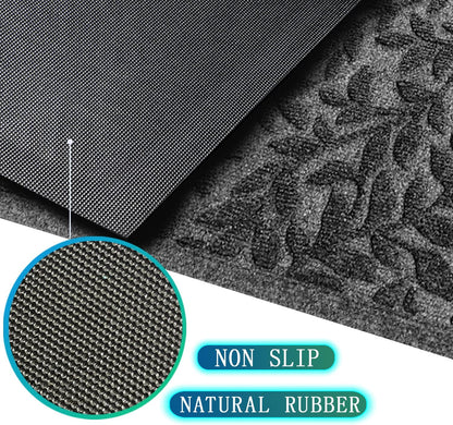 Bulijojo Sturdy Front Entrance Doormats,Durable Heavy Duty Welcome Mat,Thick Absorbent Natural Rubber Non Slip Mat,Easy Clean Entryway Mat 17x30 Inch Leaves Green