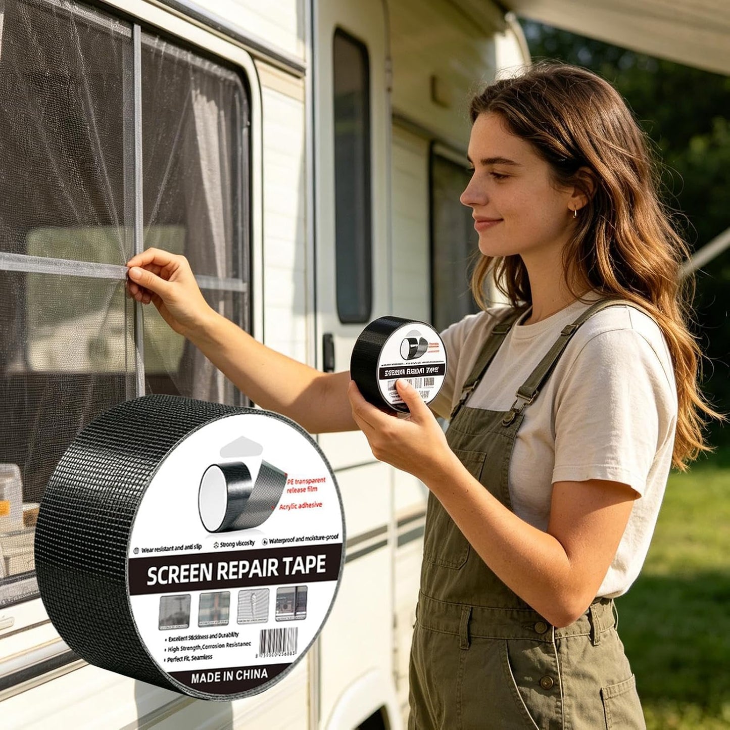 Window Screen Repair Kit, Screen Mesh Repair Kit, Screens Patch Tape | Self Adhesive Flexible Mesh Design, Screen Repair Tape, for Patio Porch RV Balcony Tent Camper Apartment