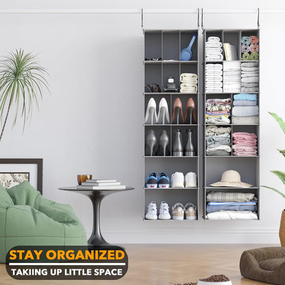 SpaceAid 2 Pack Hanging Closet Organizer and Storage with Dividers, 24 Compartments Hanging Shoe Shelves for Closet, Wardrobe, RV, Garment Rack - Black