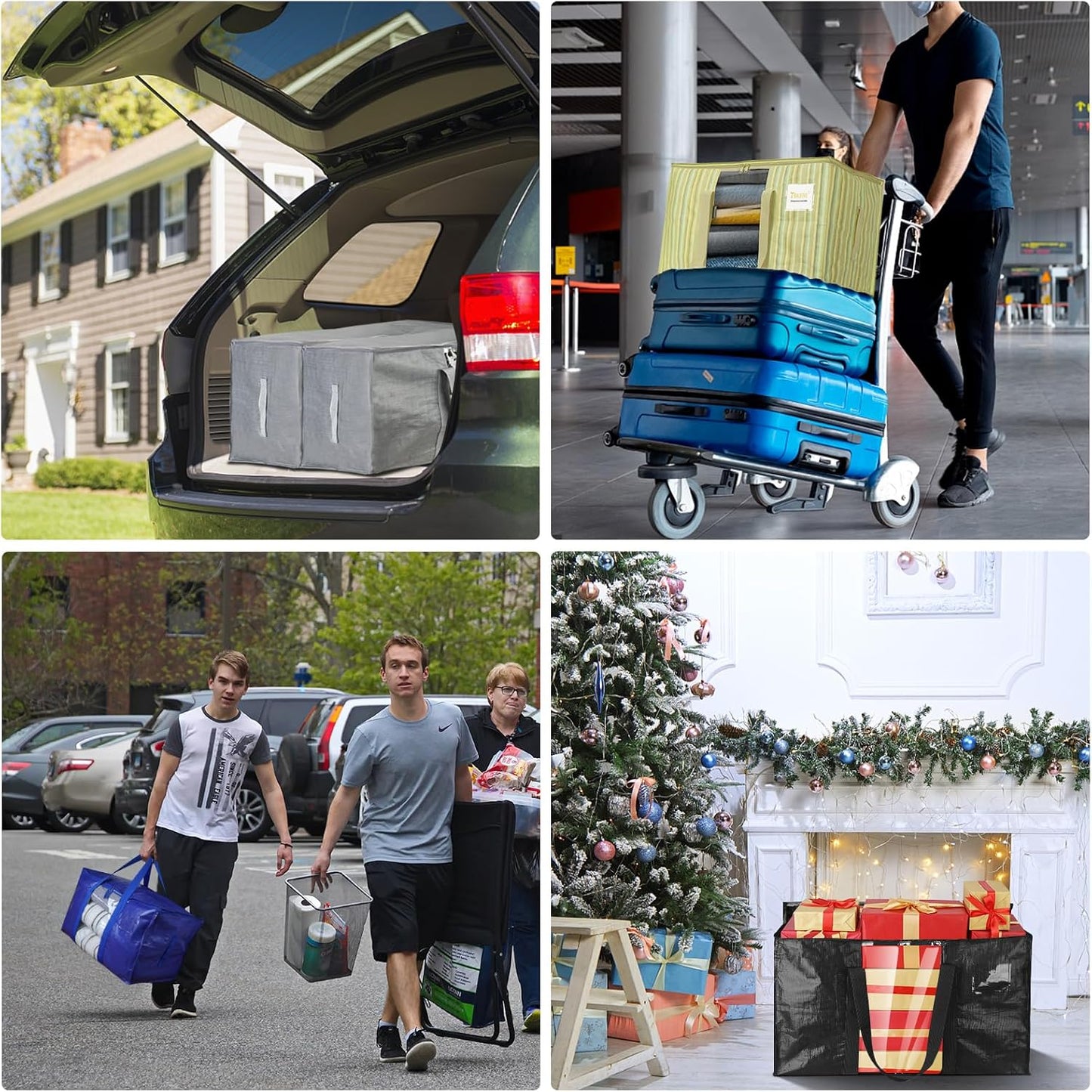 BALEINE 6-Pack Oversized Moving Bags with Reinforced Handles, Heavy-Duty Storage Tote for Clothes, Moving Supplies (Clear, 6-Pack)