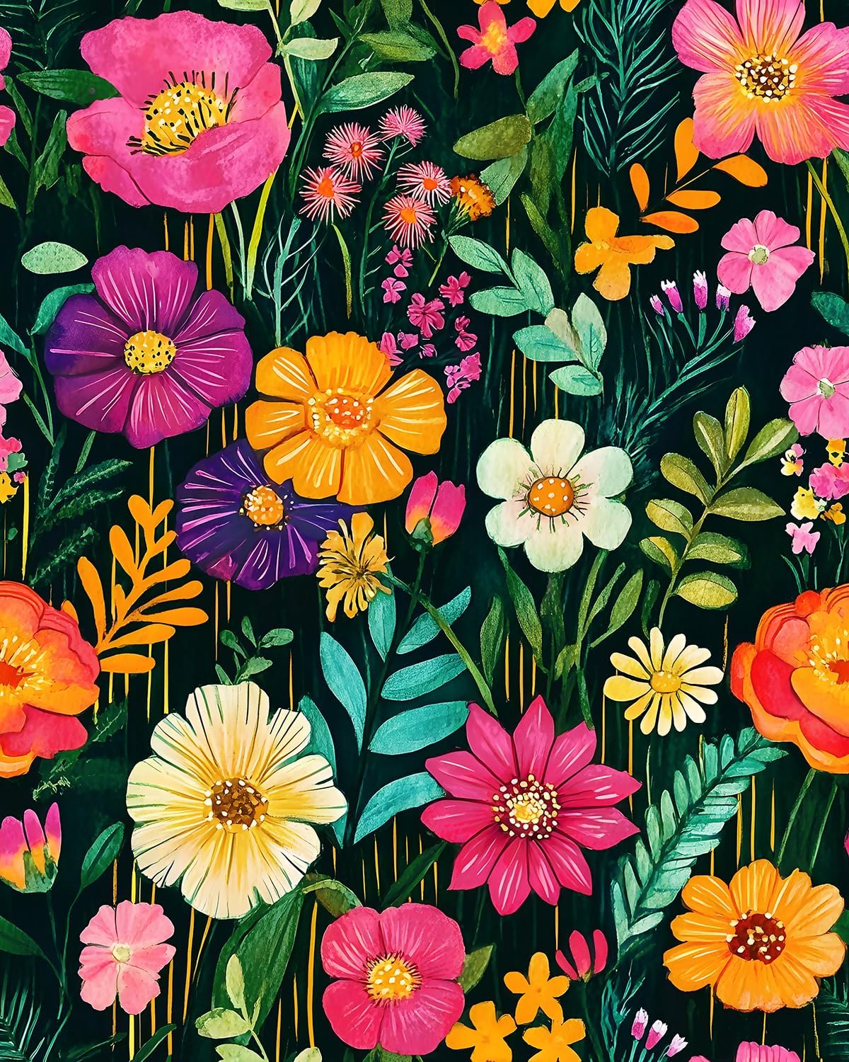 BOKEBEVE Watercolour Floral Peel and Stick Wallpaper Boho Vibrant Contact Paper Renter Friendly Wall Paper for Countertop Cabinet Wall Shelf Liner Removable Blue Colorful 17.5 x 118In