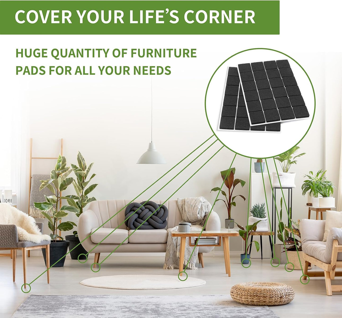 Felt Furniture Pads for Hardwood Floors 48 PCS, Furniture Pads, Floor Protectors for Hardwood Floors, Felt Pads for Furniture, Round, Dark Brown