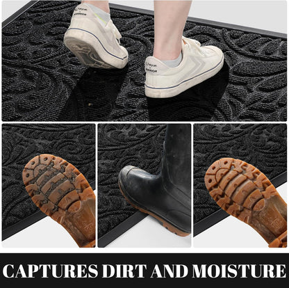 Yimobra Front Door Mat Outside Entrance, Waterproof Sturdy Retro Outdoor Mat, Heavy Duty Non-Slip Doormat for Garage Patio Entryway Indoor, Easy Clean, 29.5x17, Grey