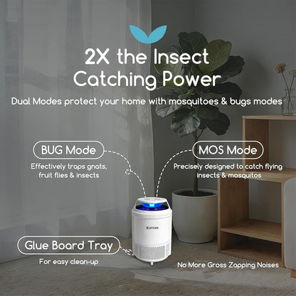 The Original Katchy Indoor Insect Trap - Fan Powered with UV Light - Fruit Fly Traps for Indoors - for Fruit Flies, Gnats, Mosquitoes, Moths (Black)
