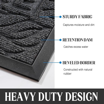 Yimobra Welcome Mat Outdoor 29.5x17, Waterproof Non-Slip Outdoor Mats for Front Door Outside Entrance, Low-Profile Entryway Mat Indoor for Garage Patio, Black